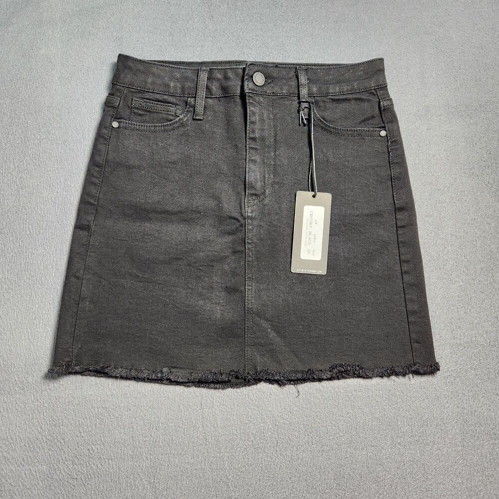 Just Black Mini Skirt Women SP Black Raw Hem High Rise A Line NWT